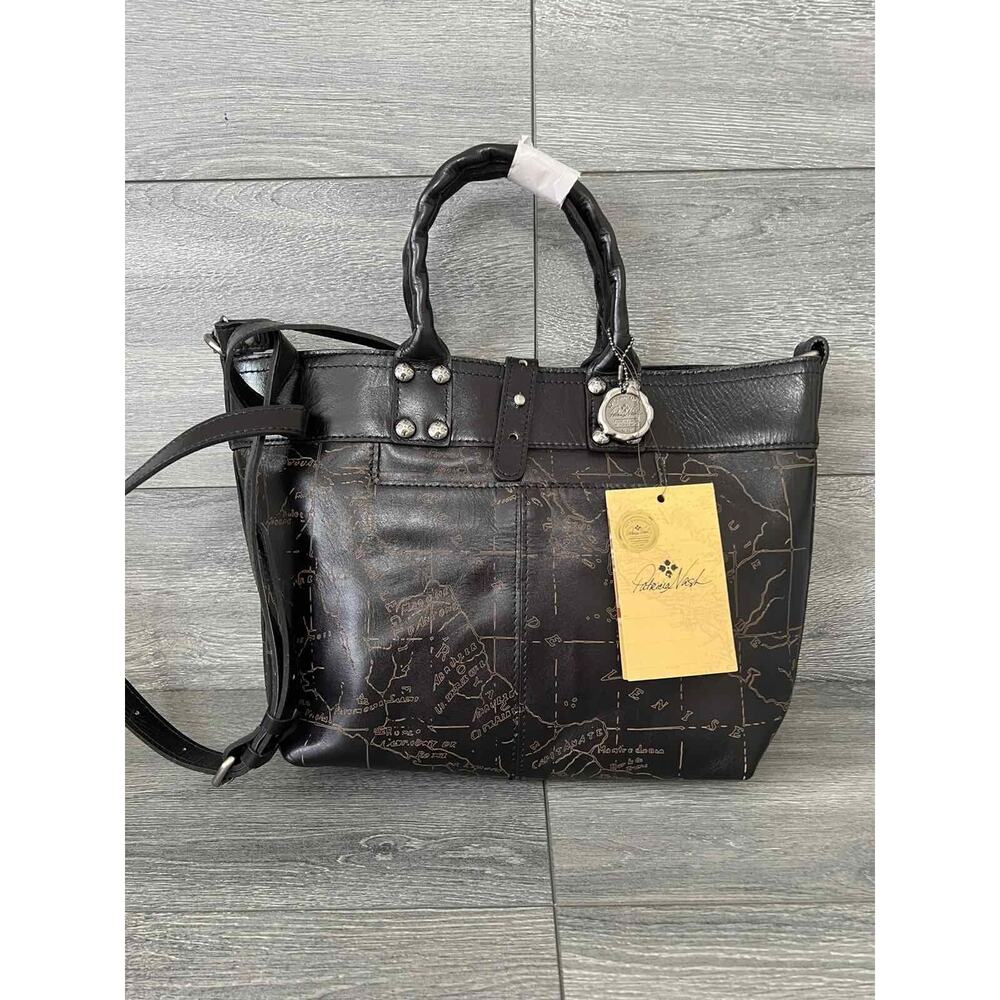 Patricia Nash Analia Top Handle Crossbody Tote Black Laser Map Bag A396721 - Picture 2 of 9